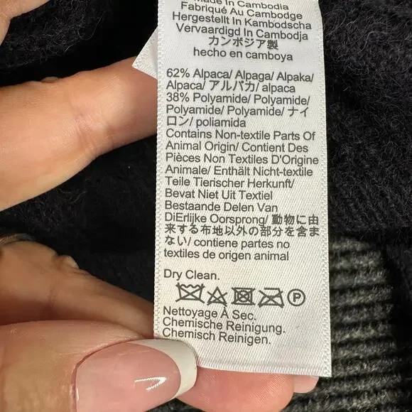 Madewell Pointelle Stitch Cardigan Women Size M Black Alpaca Blend NW803 New - Picture 5 of 10